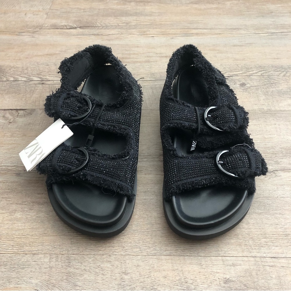 Zara Black Buckle Sandals